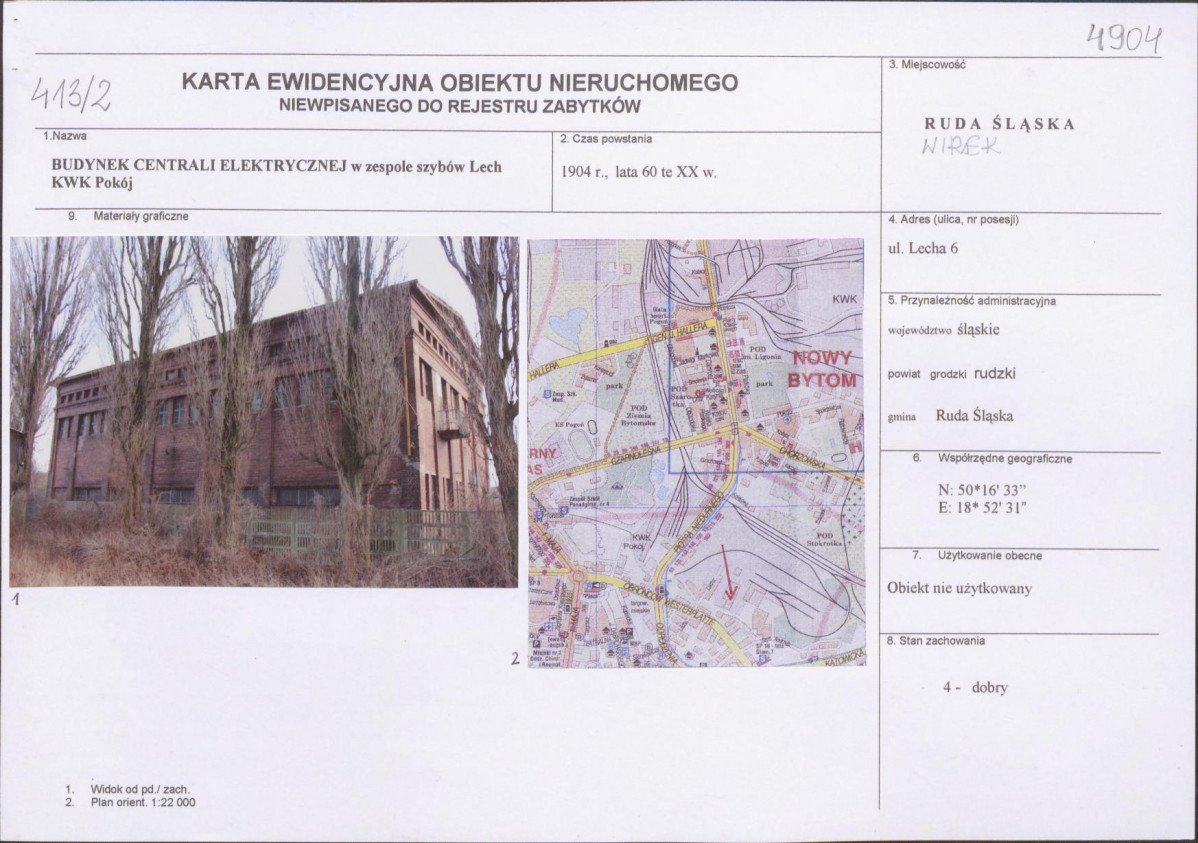 Karta obiektu niewpisanego do rejestru, skan nr 1