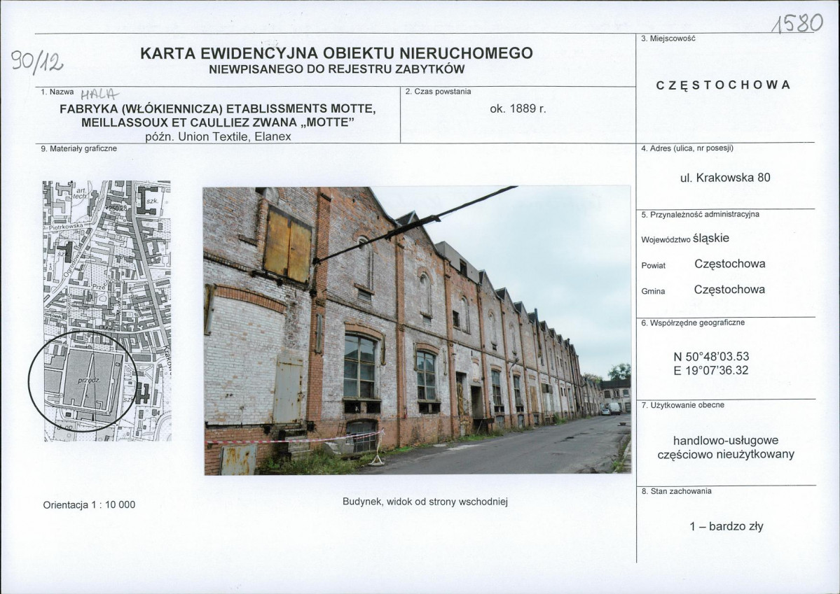 Karta obiektu niewpisanego do rejestru, skan nr 1
