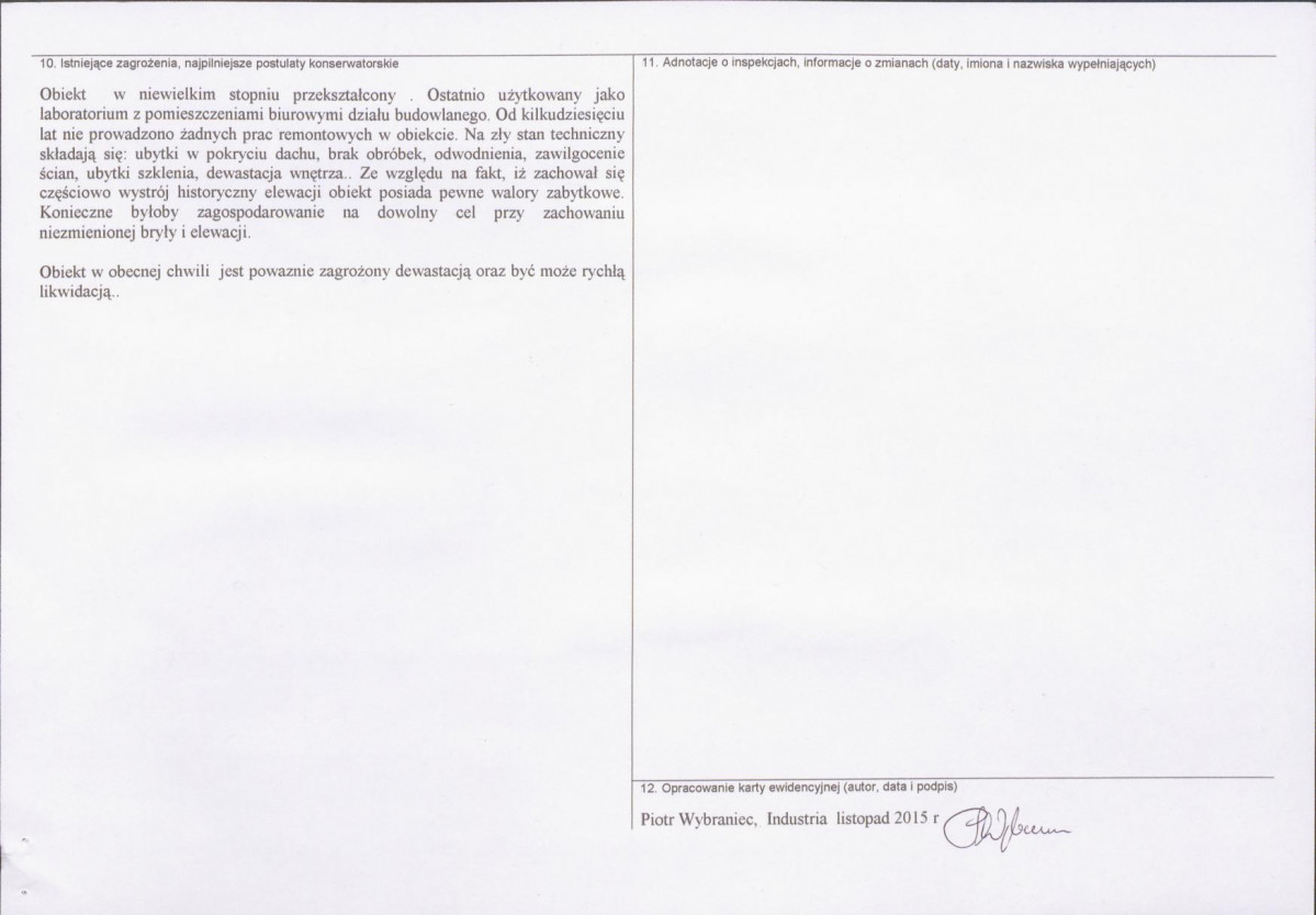 Karta obiektu niewpisanego do rejestru, skan nr 2