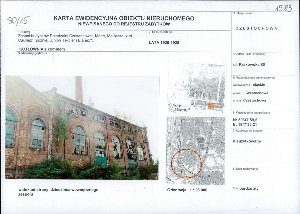 Karta obiektu niewpisanego do rejestru, skan nr 1