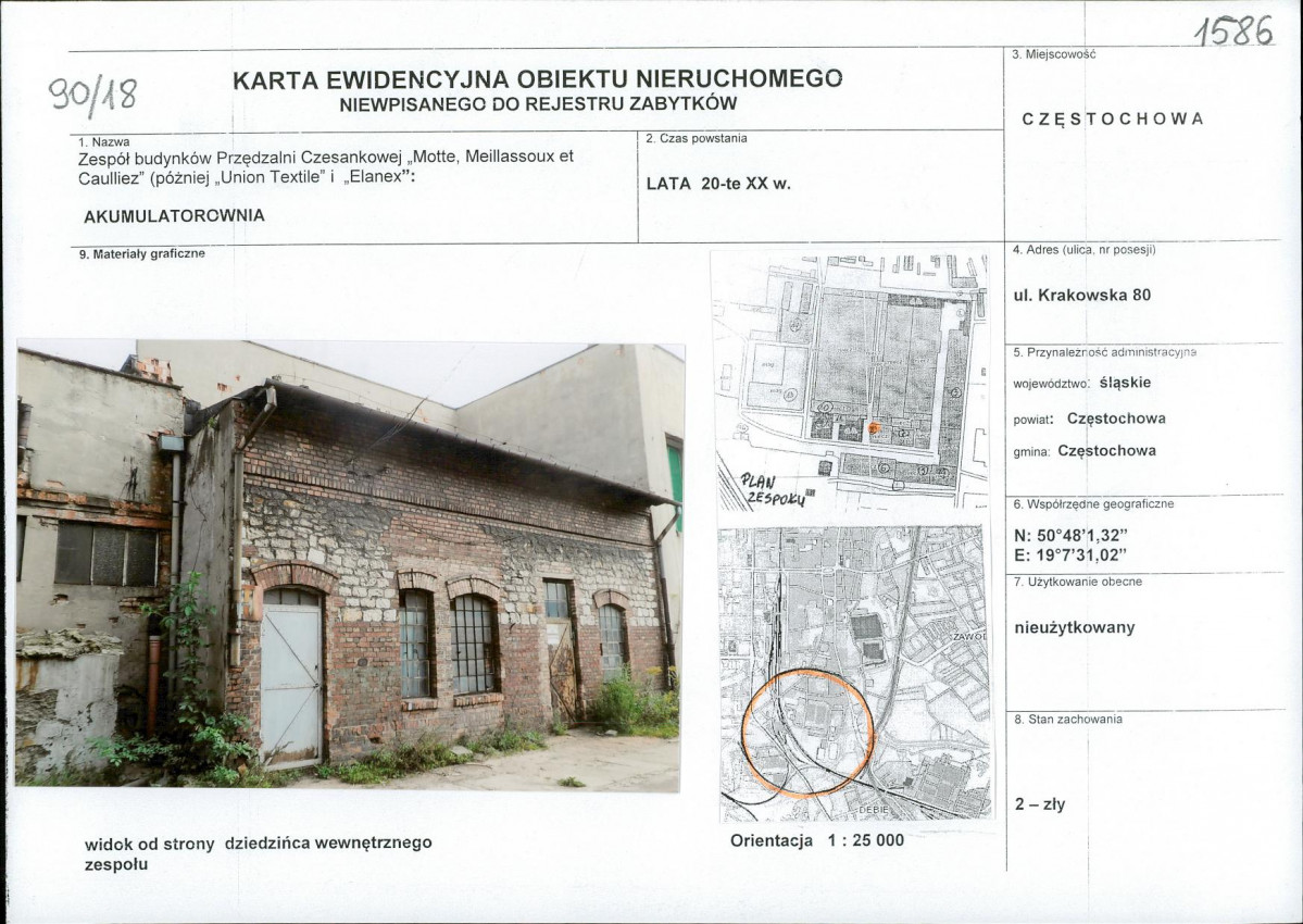 Karta obiektu niewpisanego do rejestru, skan nr 1