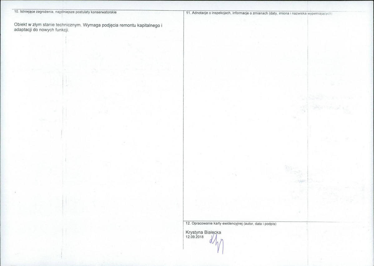 Karta obiektu niewpisanego do rejestru, skan nr 2