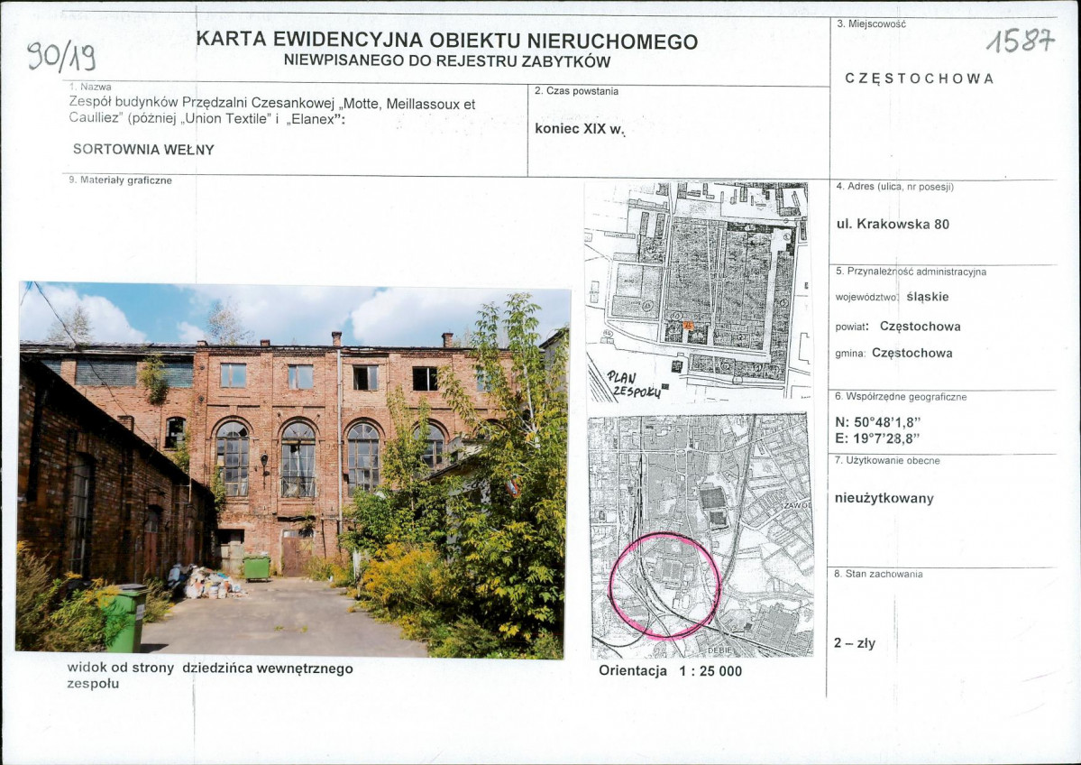 Karta obiektu niewpisanego do rejestru, skan nr 1
