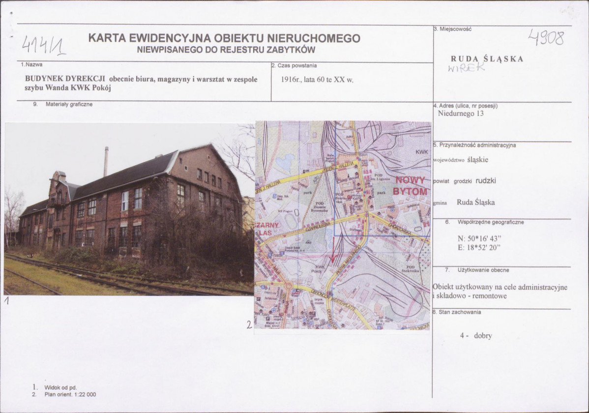 Karta obiektu niewpisanego do rejestru, skan nr 1
