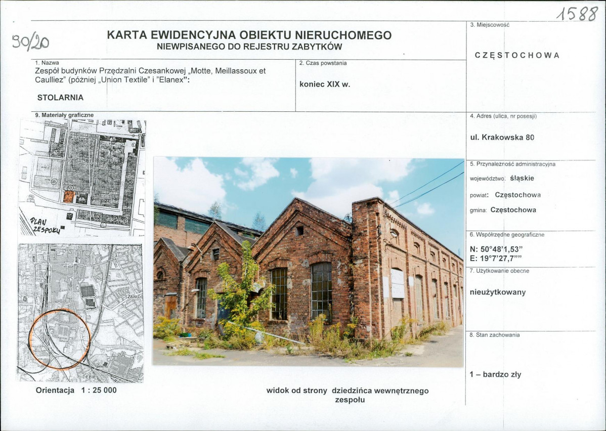 Karta obiektu niewpisanego do rejestru, skan nr 1