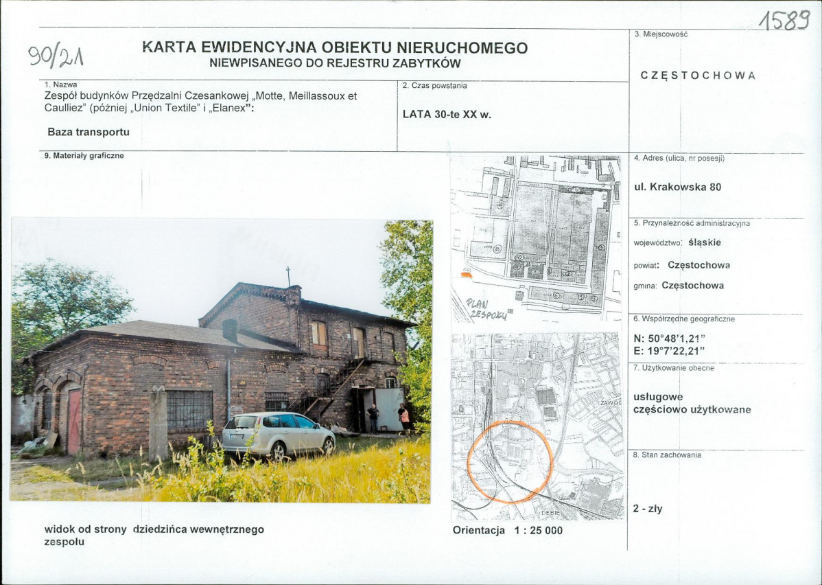Karta obiektu niewpisanego do rejestru, skan nr 1