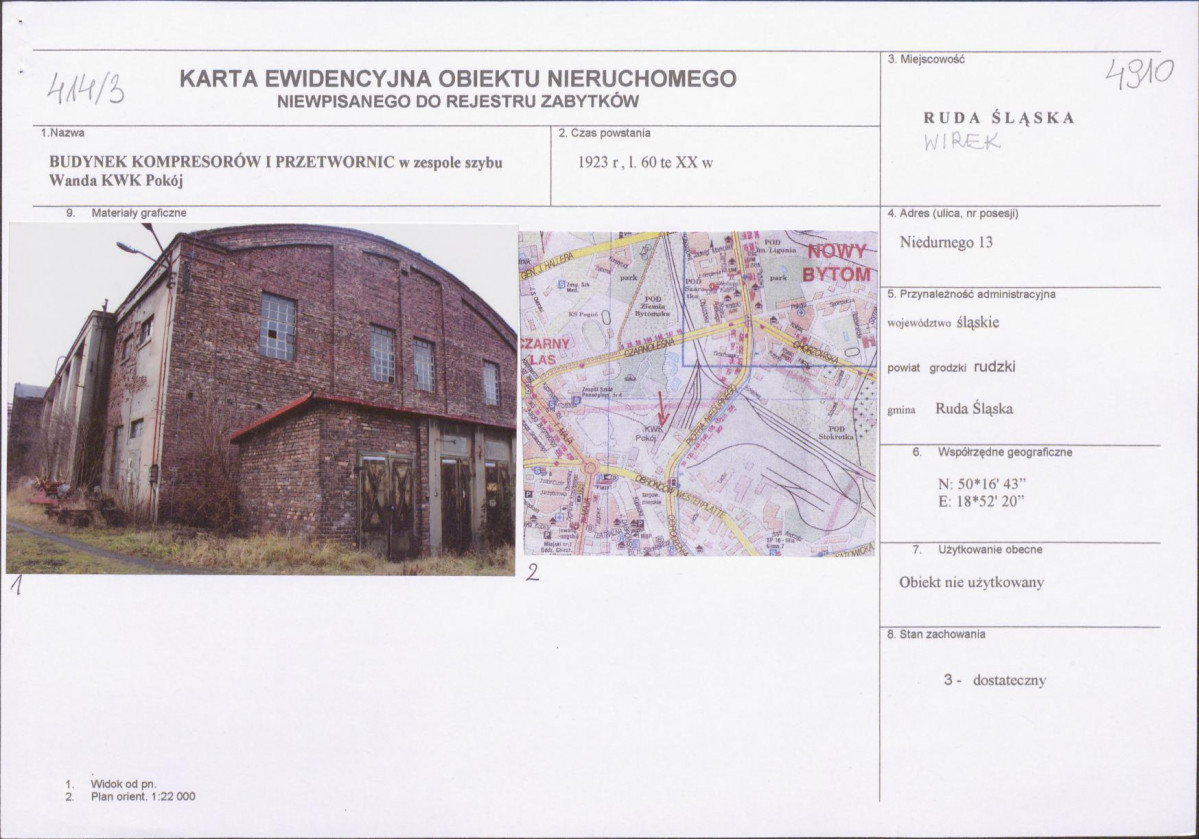 Karta obiektu niewpisanego do rejestru, skan nr 1