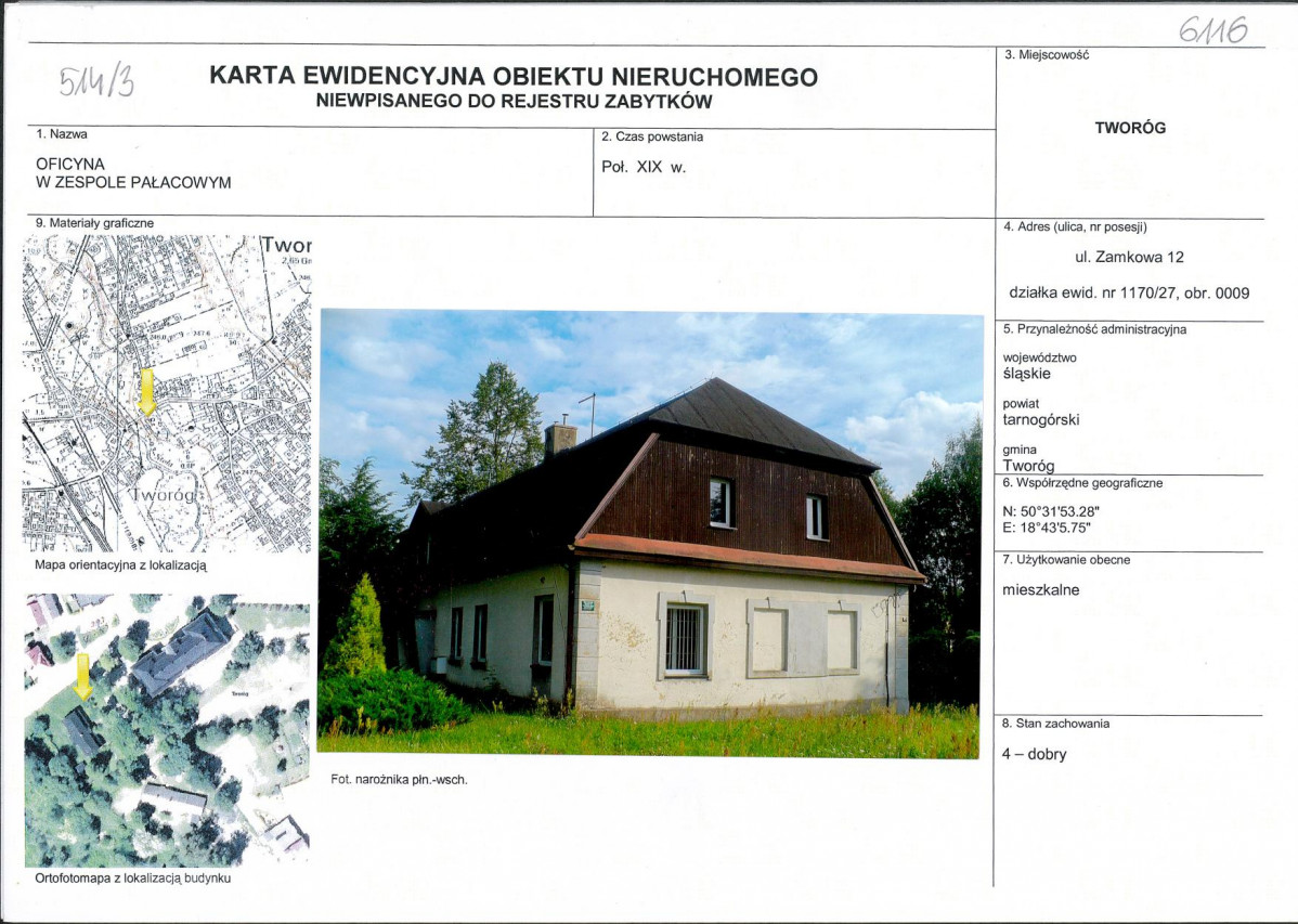 Karta obiektu niewpisanego do rejestru, skan nr 1