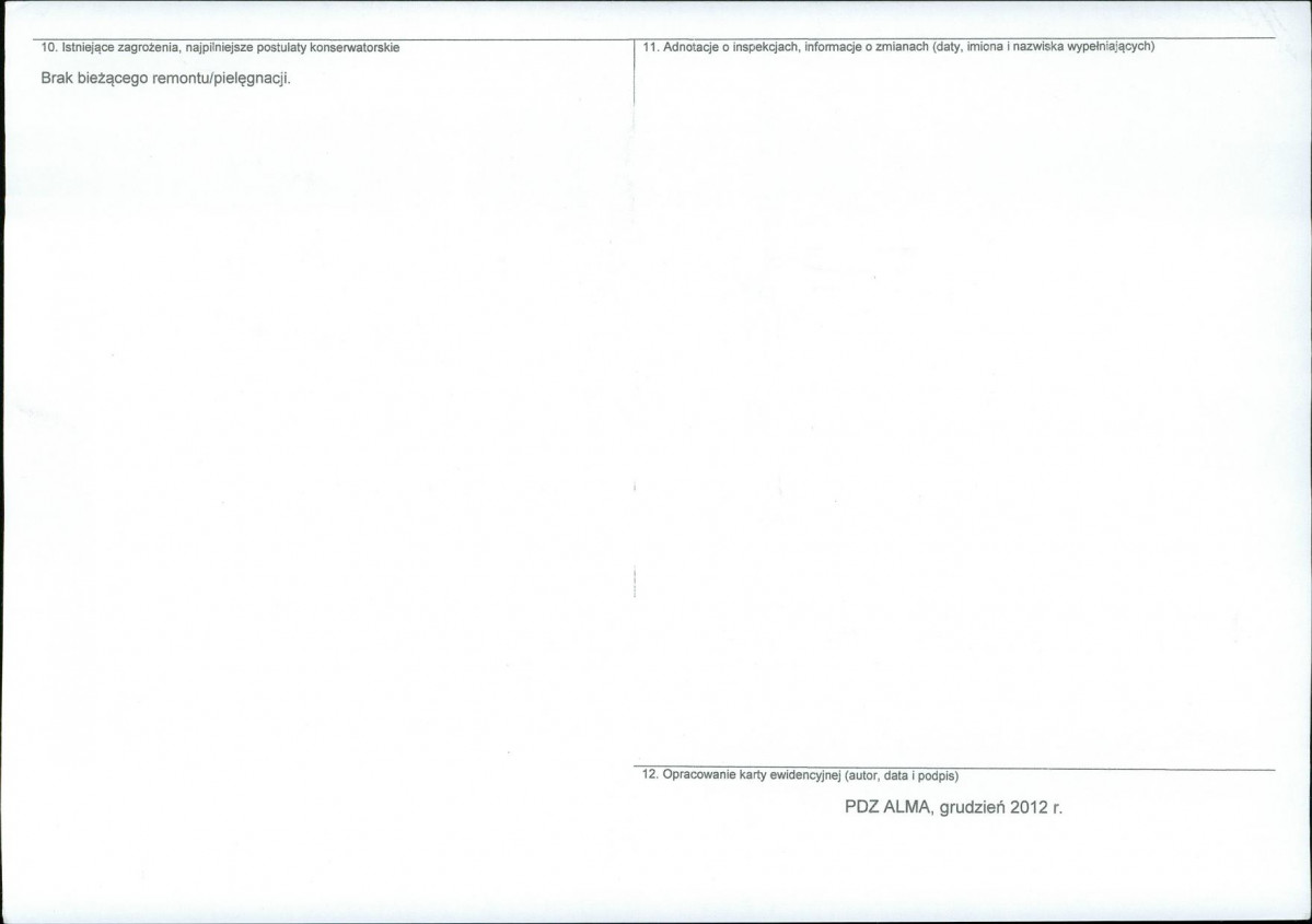 Karta obiektu niewpisanego do rejestru, skan nr 2