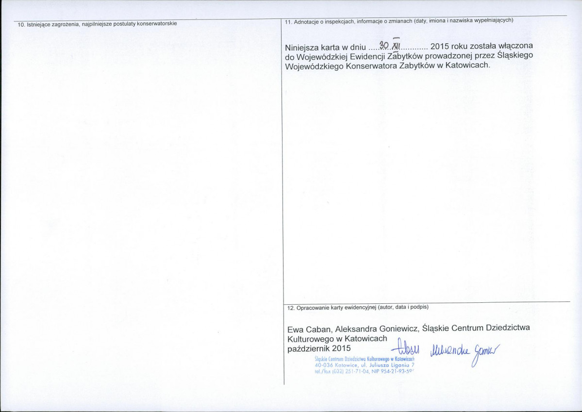 Karta obiektu niewpisanego do rejestru, skan nr 2