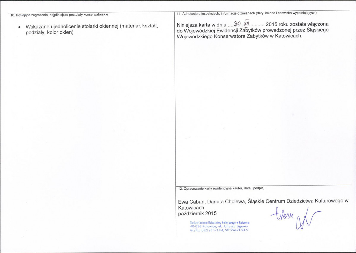 Karta obiektu niewpisanego do rejestru, skan nr 2