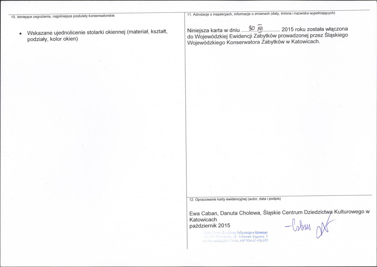 Karta obiektu niewpisanego do rejestru, skan nr 2