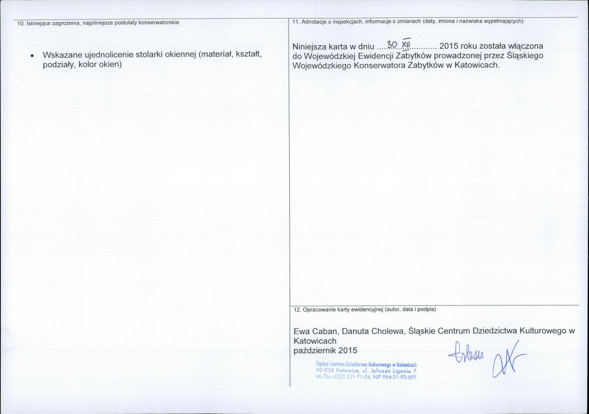Karta obiektu niewpisanego do rejestru, skan nr 2