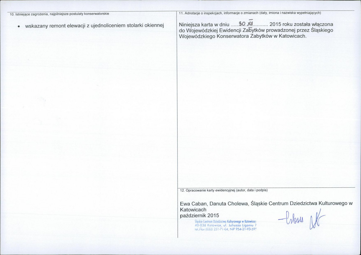 Karta obiektu niewpisanego do rejestru, skan nr 2