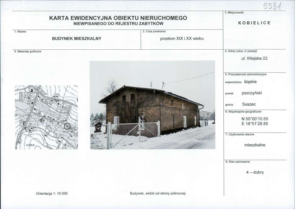 Karta obiektu niewpisanego do rejestru, skan nr 1