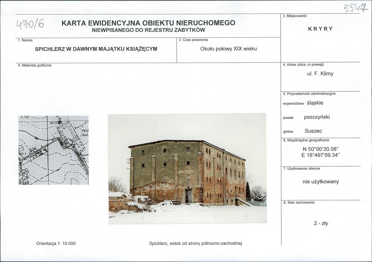 Karta obiektu niewpisanego do rejestru, skan nr 1