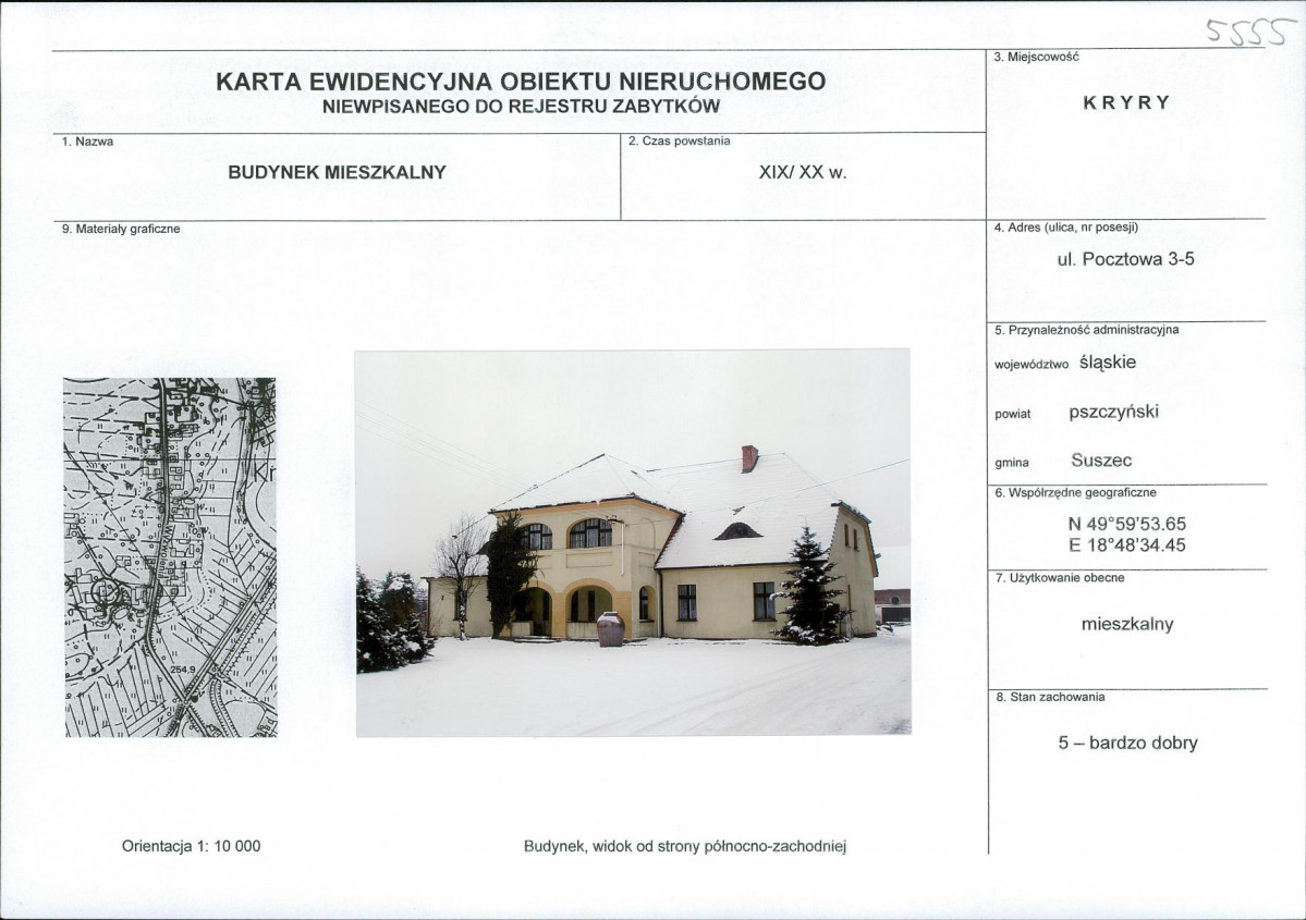 Karta obiektu niewpisanego do rejestru, skan nr 1