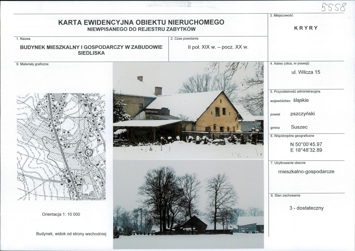 Karta obiektu niewpisanego do rejestru, skan nr 1