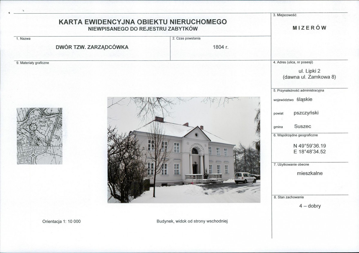 Karta obiektu niewpisanego do rejestru, skan nr 1