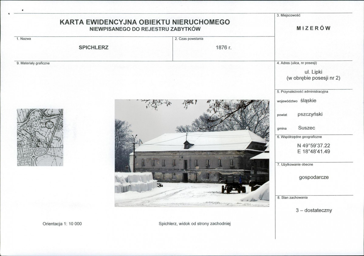 Karta obiektu niewpisanego do rejestru, skan nr 1