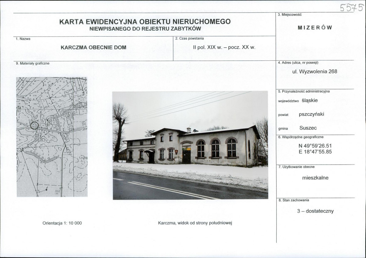 Karta obiektu niewpisanego do rejestru, skan nr 1