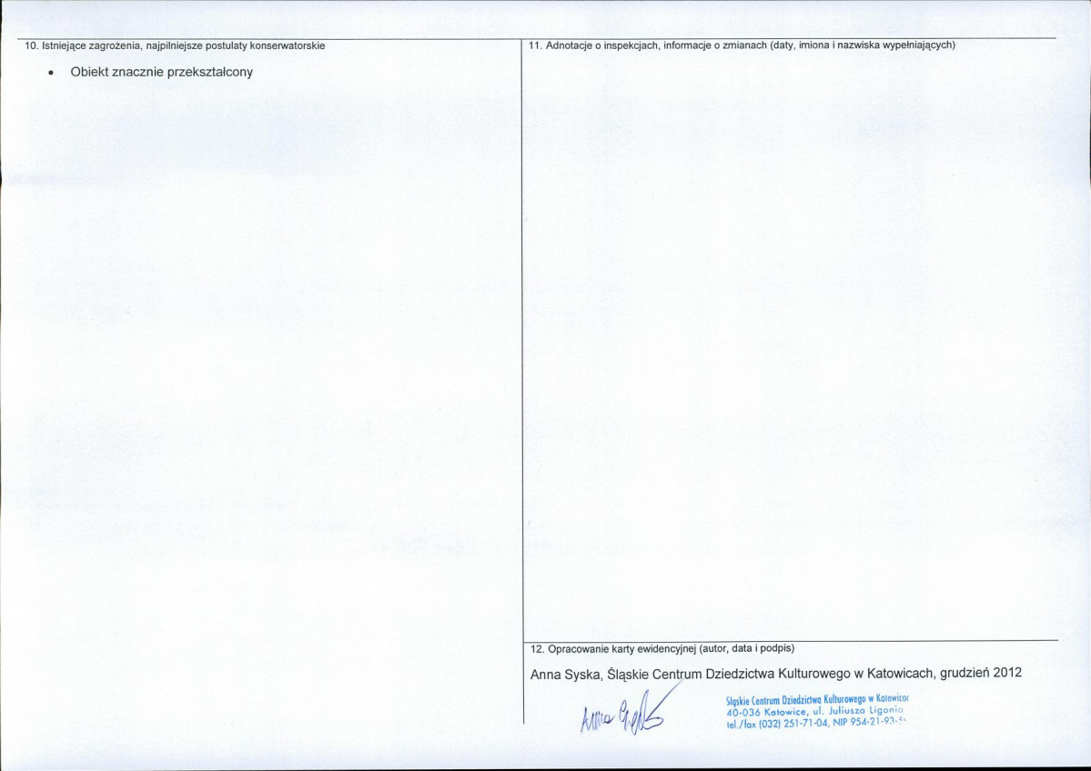 Karta obiektu niewpisanego do rejestru, skan nr 2