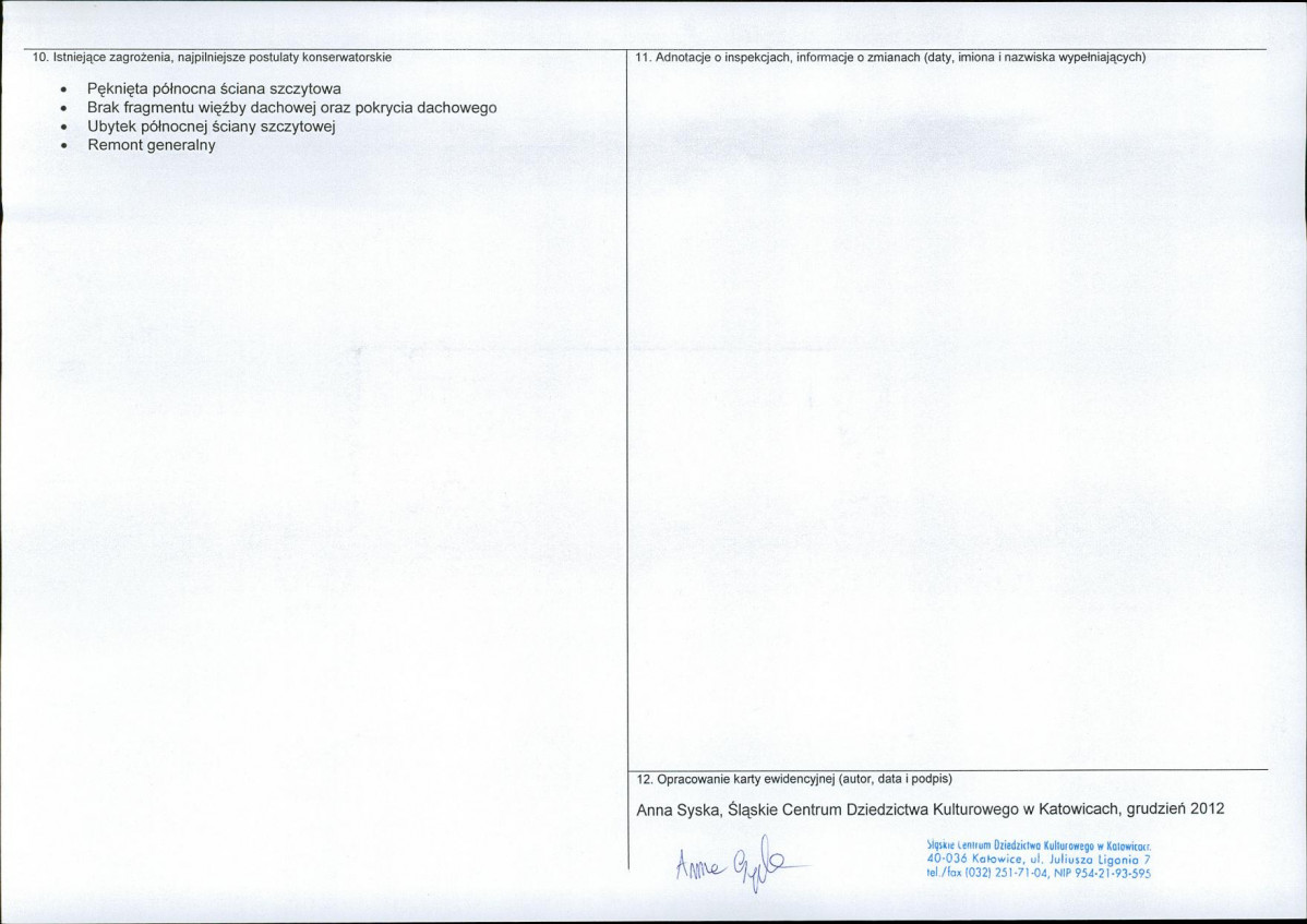 Karta obiektu niewpisanego do rejestru, skan nr 2