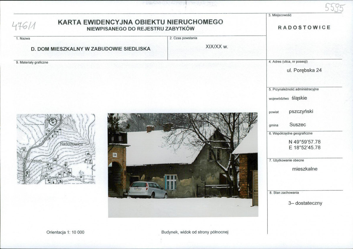 Karta obiektu niewpisanego do rejestru, skan nr 1