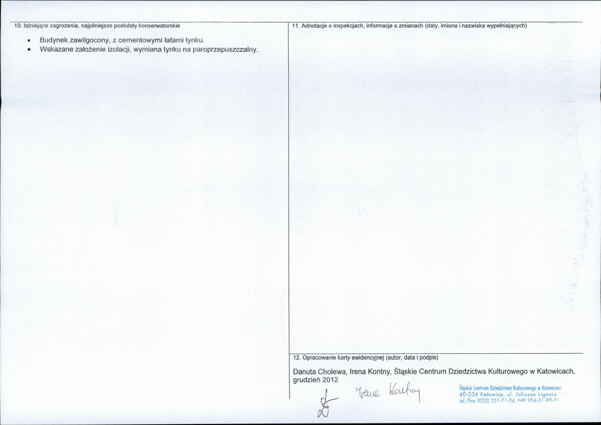 Karta obiektu niewpisanego do rejestru, skan nr 2