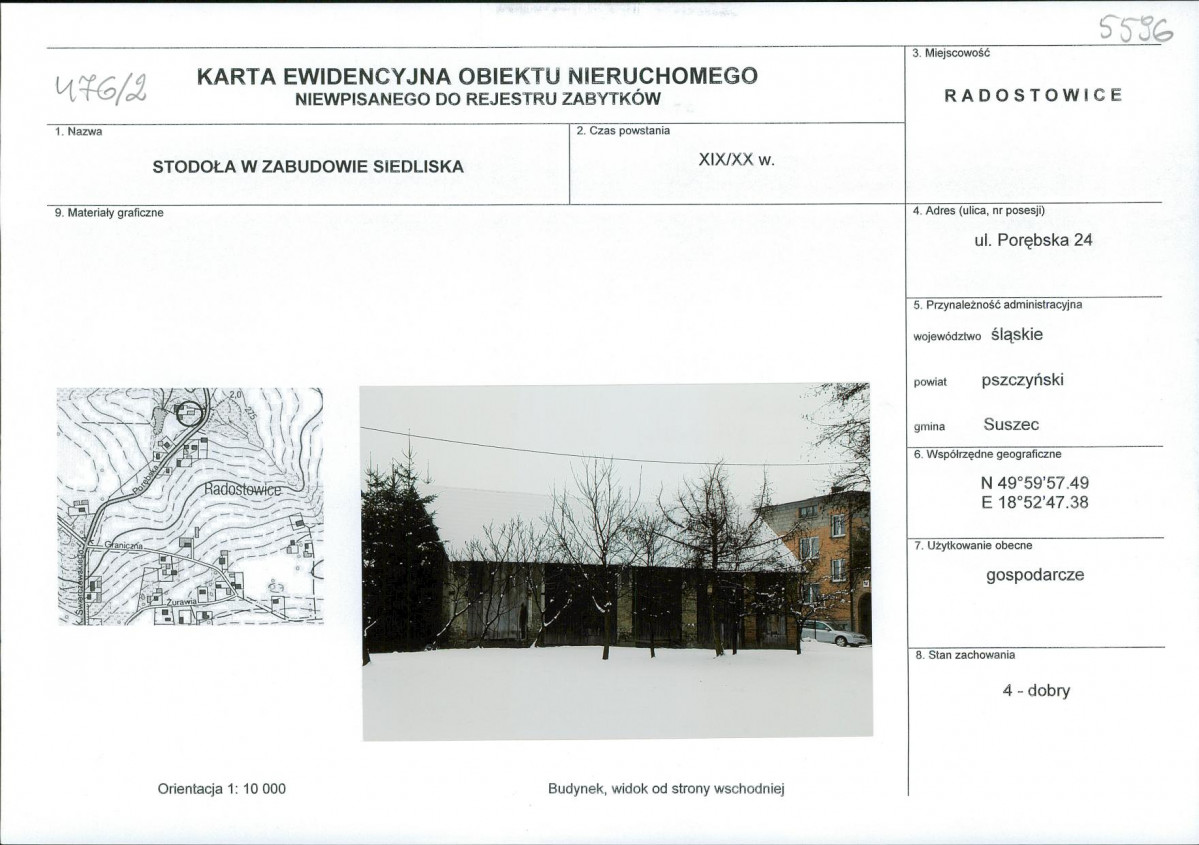 Karta obiektu niewpisanego do rejestru, skan nr 1