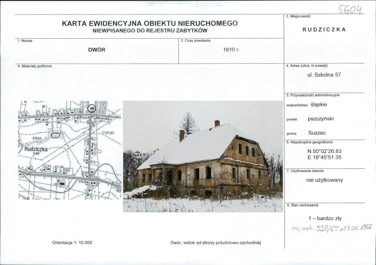 Karta obiektu niewpisanego do rejestru, skan nr 1