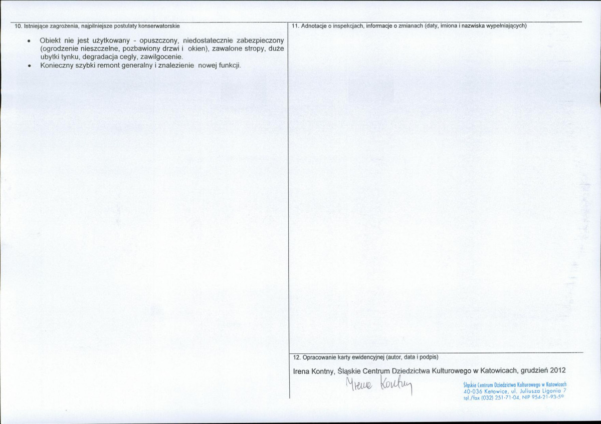 Karta obiektu niewpisanego do rejestru, skan nr 2