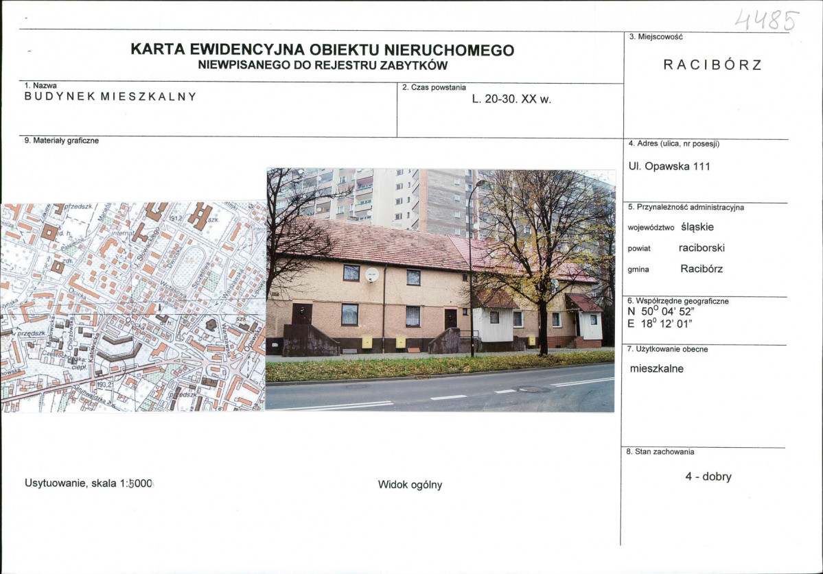 Karta obiektu niewpisanego do rejestru, skan nr 1