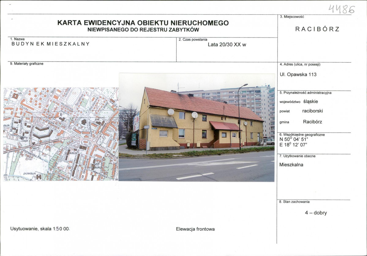 Karta obiektu niewpisanego do rejestru, skan nr 1