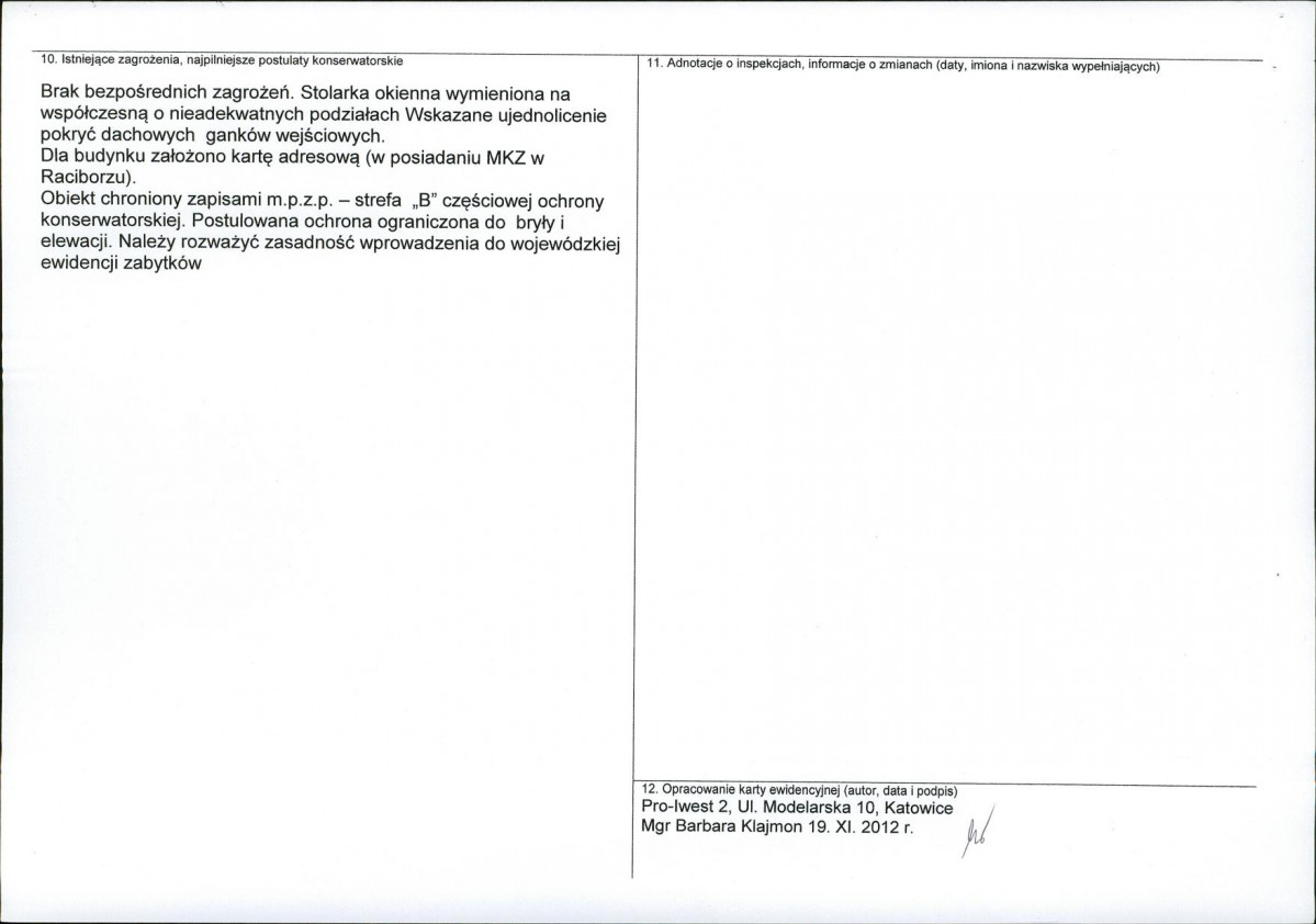 Karta obiektu niewpisanego do rejestru, skan nr 2