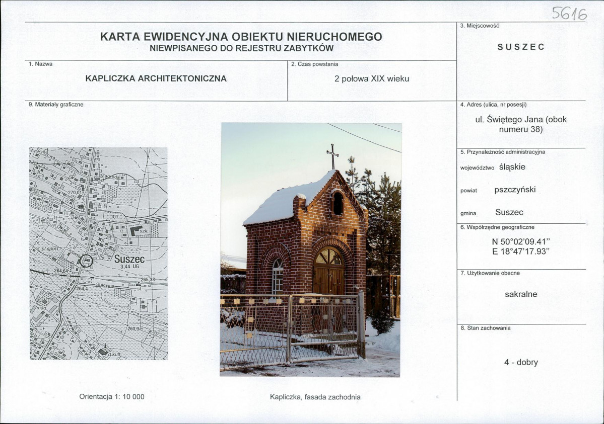 Karta obiektu niewpisanego do rejestru, skan nr 1