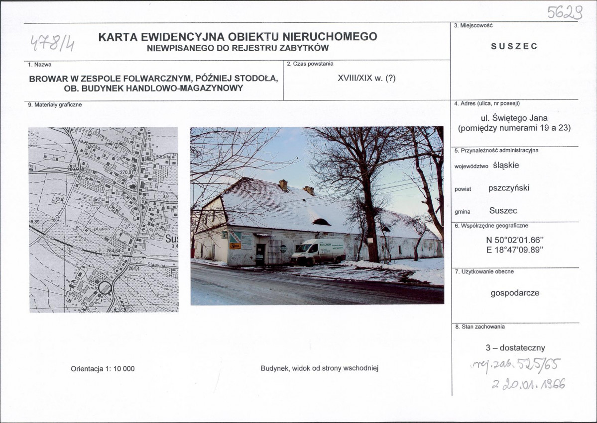 Karta obiektu niewpisanego do rejestru, skan nr 1