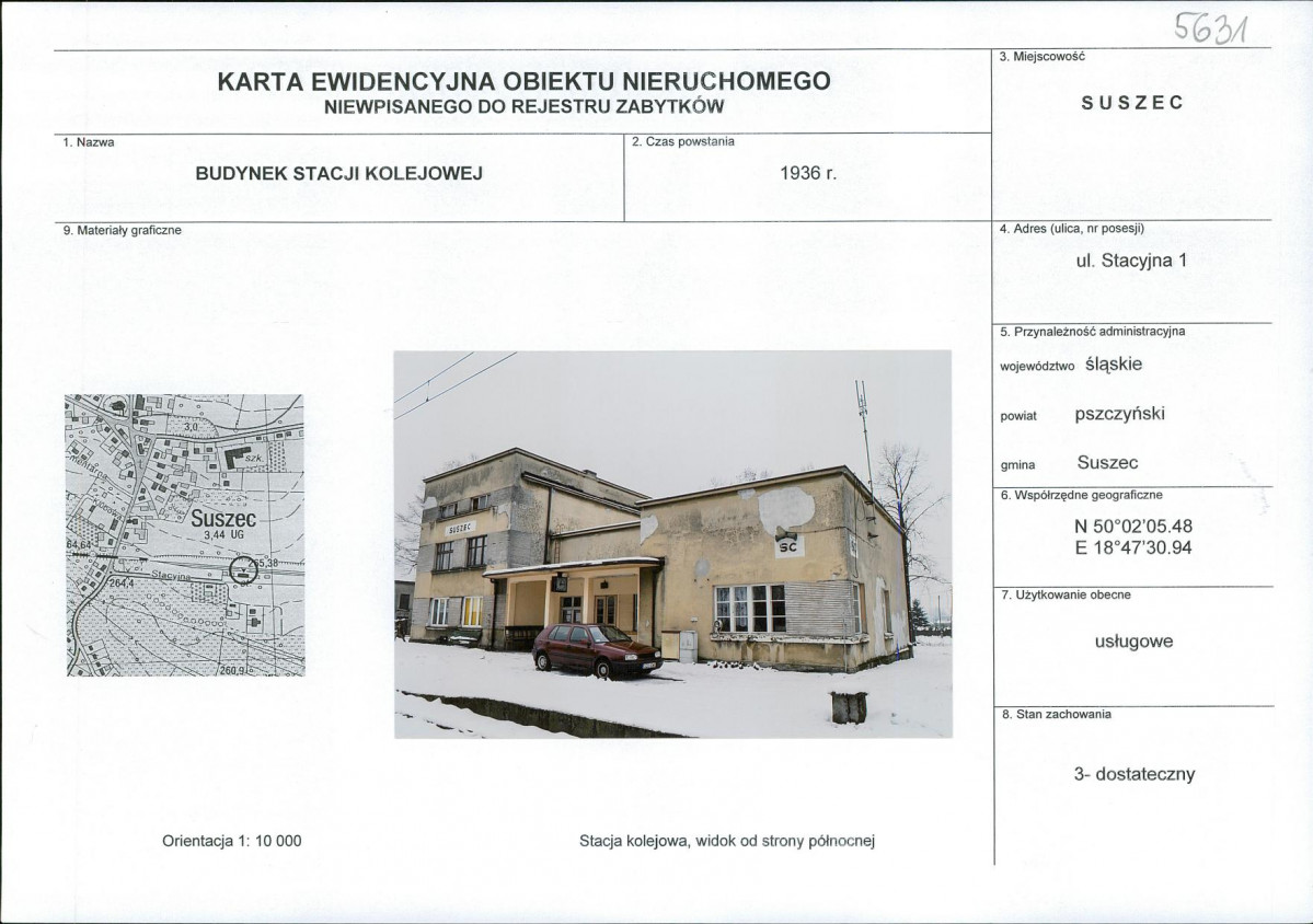 Karta obiektu niewpisanego do rejestru, skan nr 1