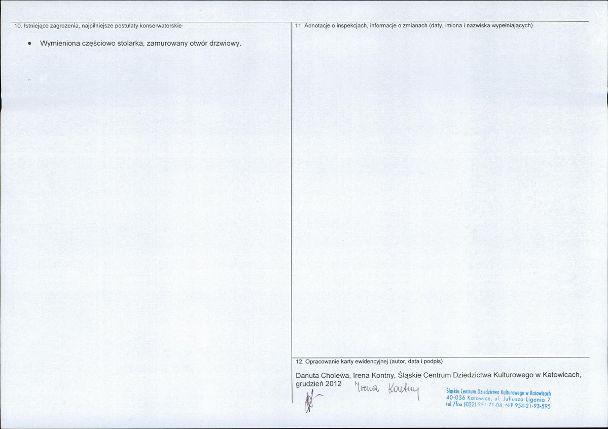 Karta obiektu niewpisanego do rejestru, skan nr 2