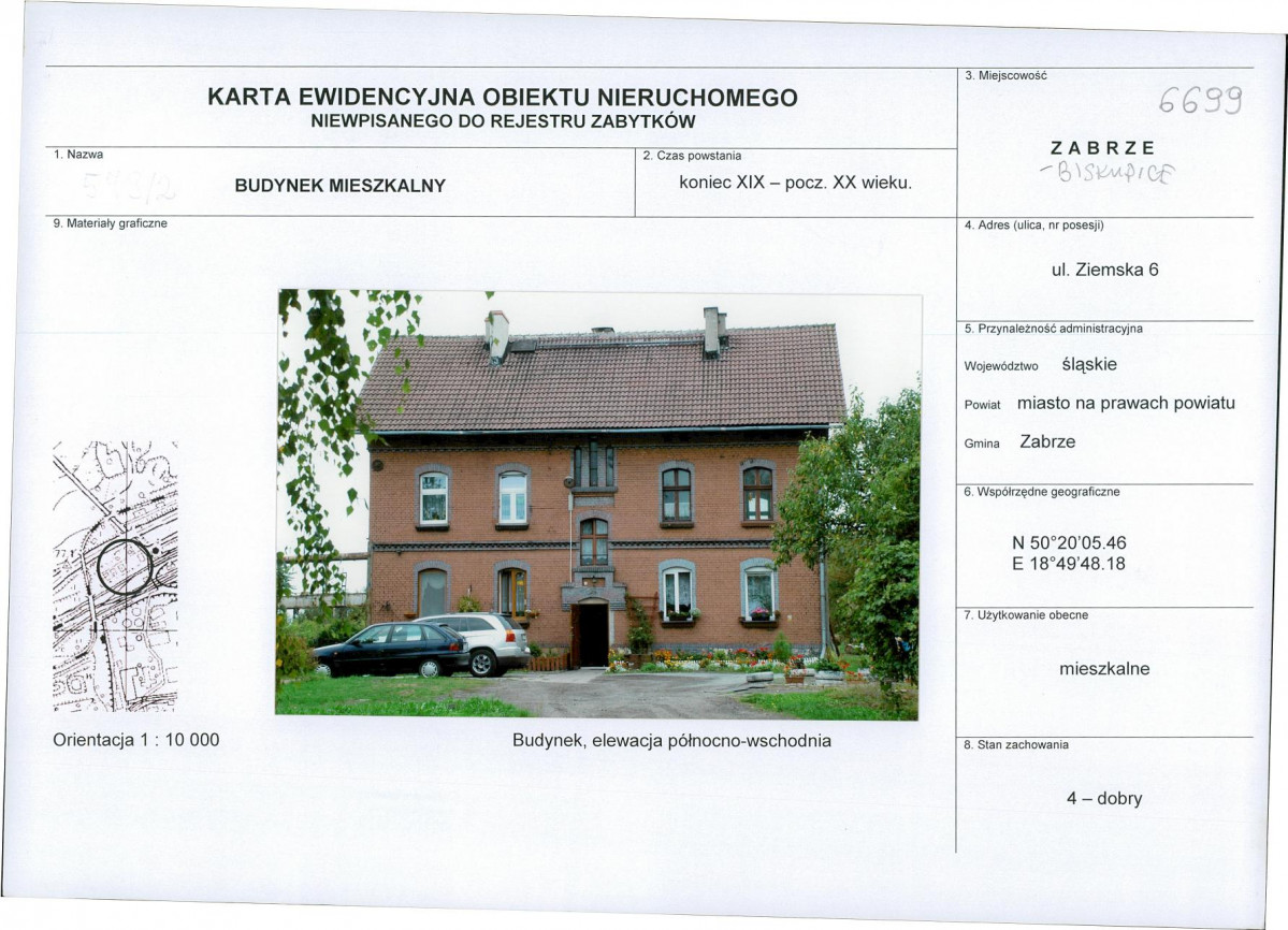 Karta obiektu niewpisanego do rejestru, skan nr 1