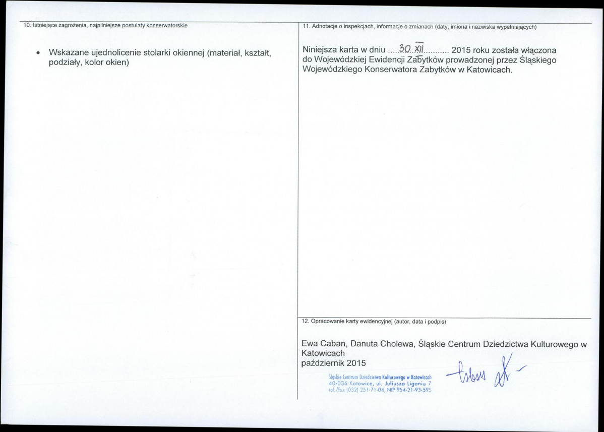 Karta obiektu niewpisanego do rejestru, skan nr 2