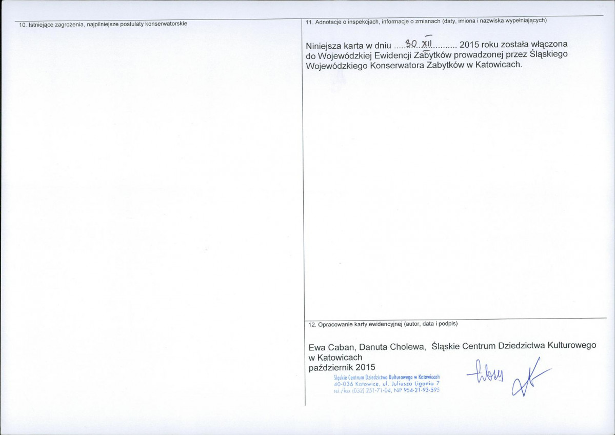 Karta obiektu niewpisanego do rejestru, skan nr 2
