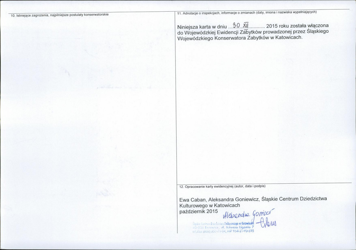 Karta obiektu niewpisanego do rejestru, skan nr 2
