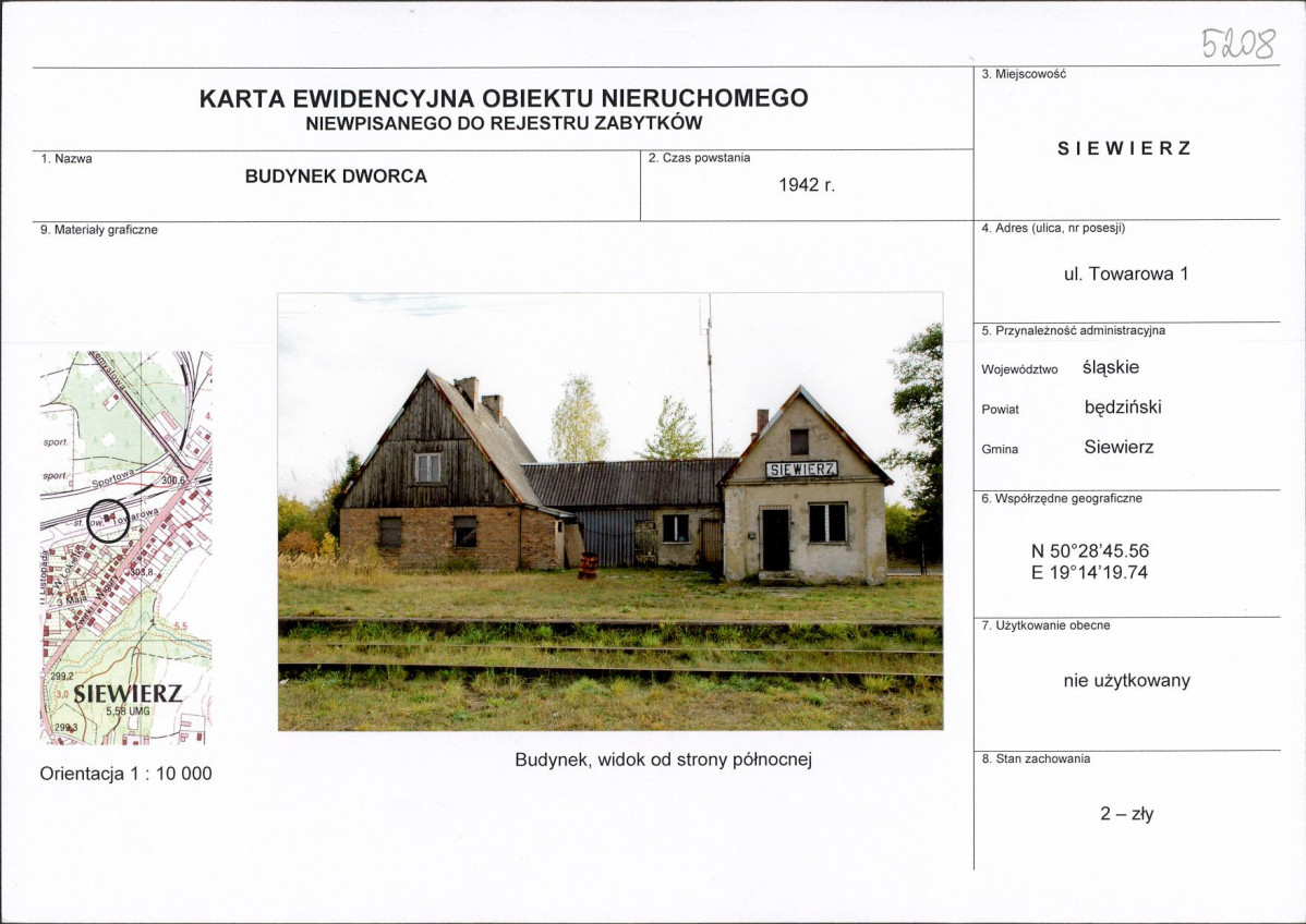 Karta obiektu niewpisanego do rejestru, skan nr 1