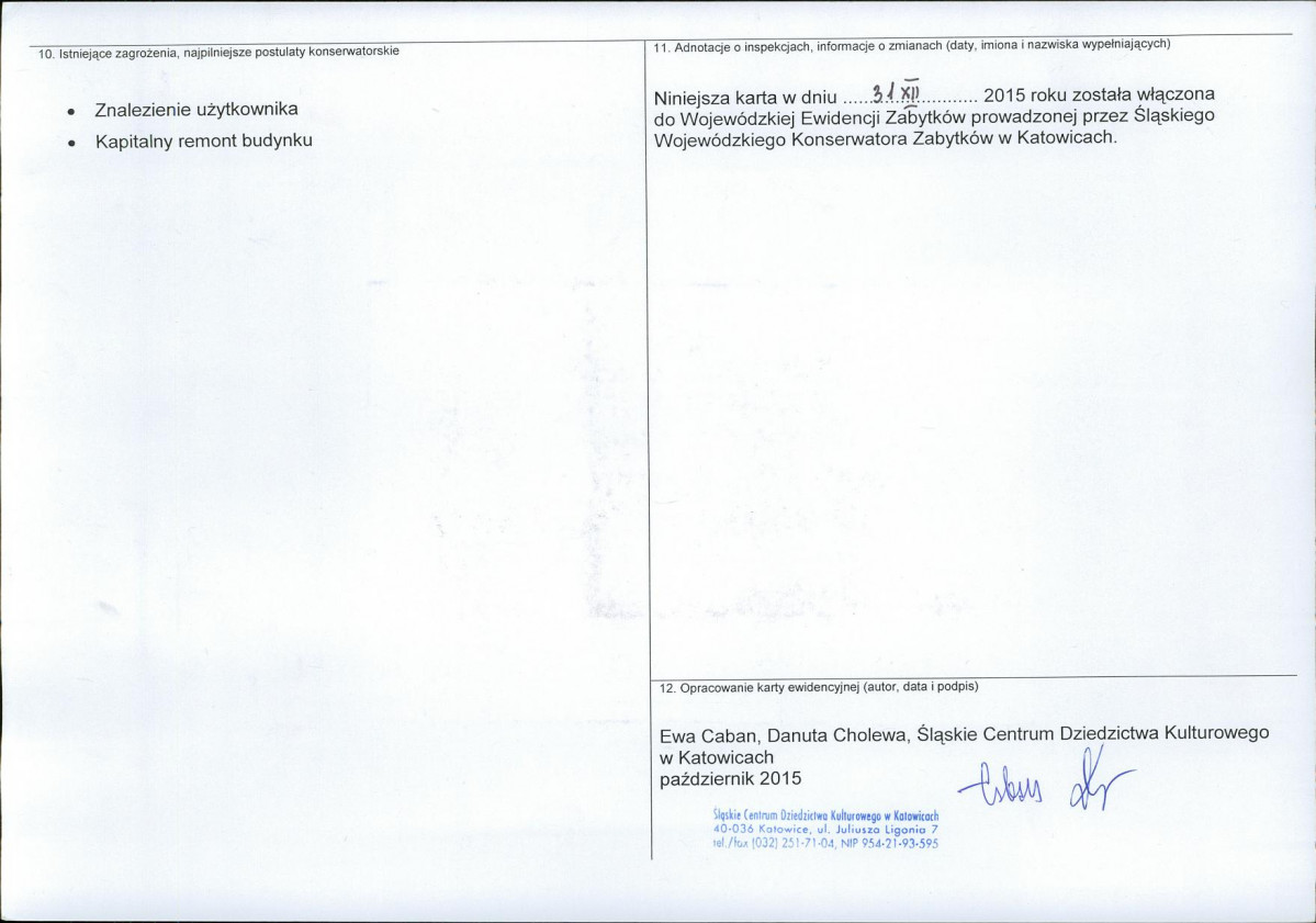 Karta obiektu niewpisanego do rejestru, skan nr 2