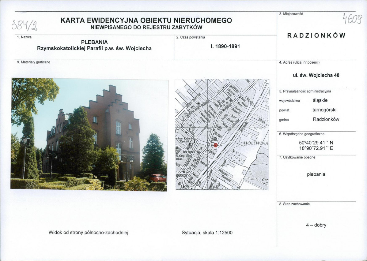Karta obiektu niewpisanego do rejestru, skan nr 1