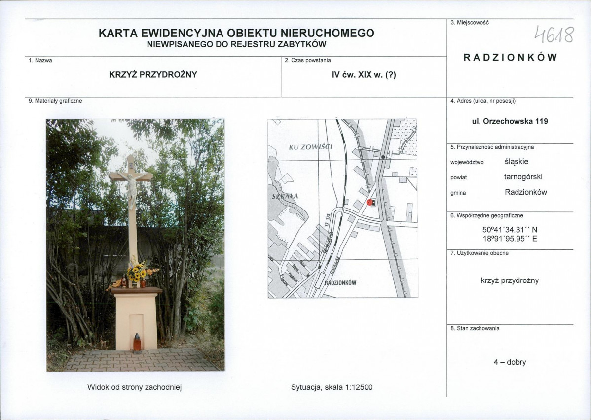 Karta obiektu niewpisanego do rejestru, skan nr 1