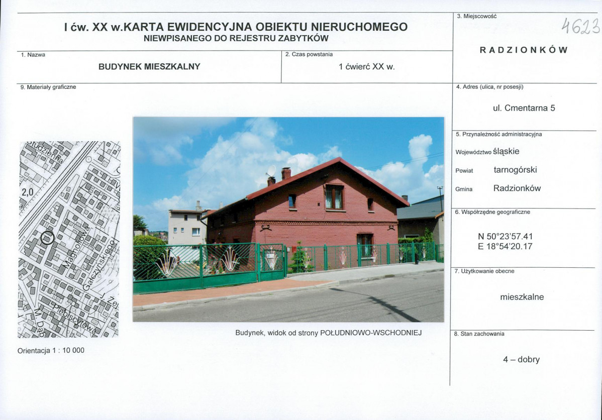 Karta obiektu niewpisanego do rejestru, skan nr 1