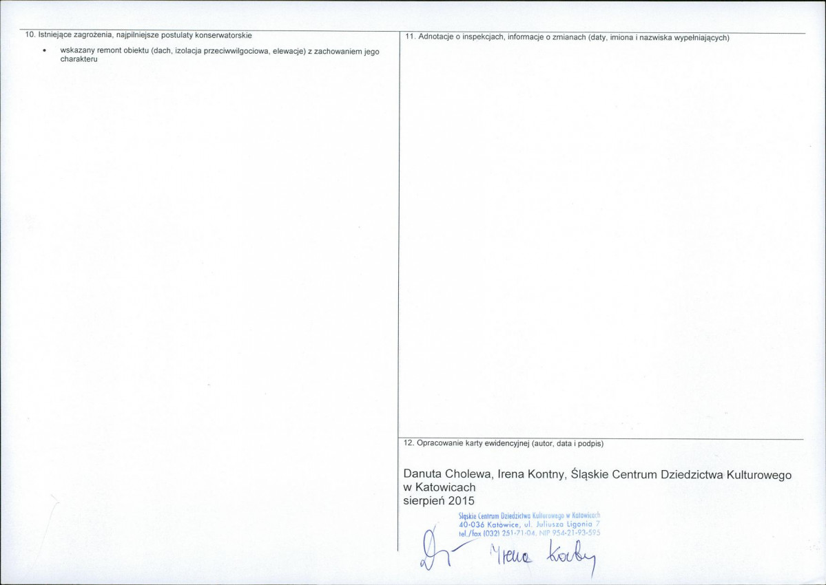 Karta obiektu niewpisanego do rejestru, skan nr 2