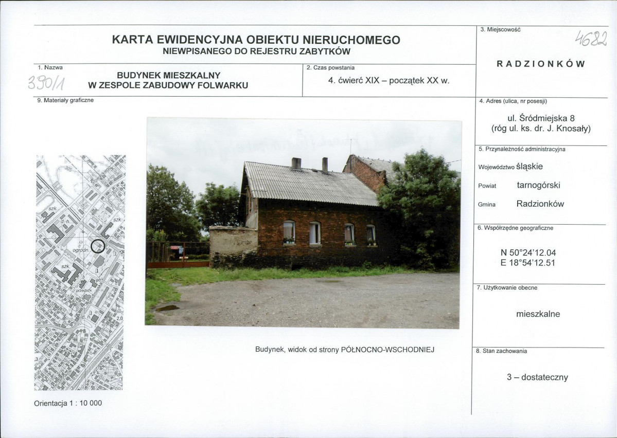 Karta obiektu niewpisanego do rejestru, skan nr 1